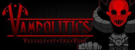 Small capsule: the logo beside a masked vampire sovereign