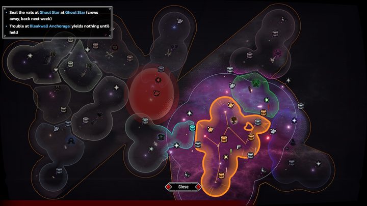 The Vaal Sector map with house territories outlined over a violet nebula