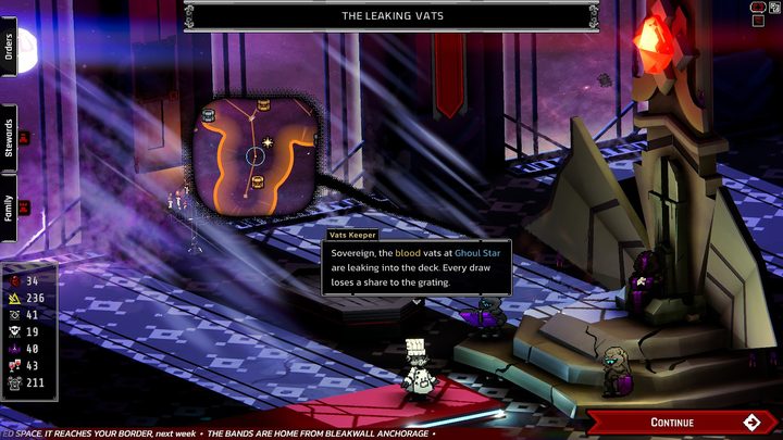 The vats keeper reports to the Sovereign that the blood vats are leaking